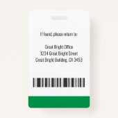 病院従業員写真名ロゴ緑と白 バッジ (裏面)