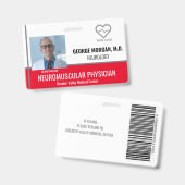 病院従業員写真IDバッジ(バーコード付き) バッジ (正面&裏面)