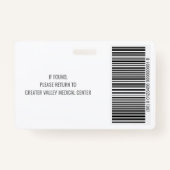 病院従業員用大型写真バッジ（バーコード付き） バッジ (裏面)