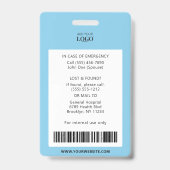 病院従業員Medical Doctor Sky Blue写真Id バッジ (裏面)