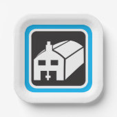 病院納屋アイコンのミニマリスト医療施設 ペーパープレート (正面)