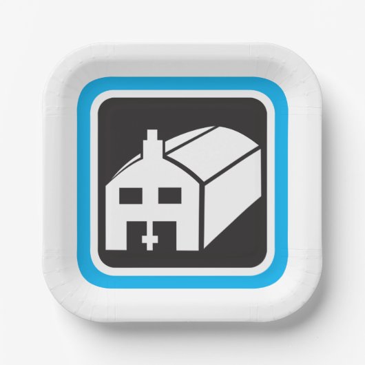 病院納屋アイコンのミニマリスト医療施設 ペーパープレート (正面)