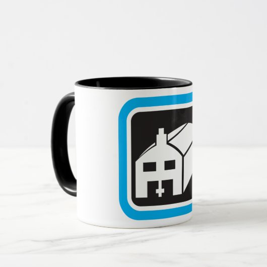 病院納屋アイコンのミニマリスト医療施設 マグカップ (正面左)