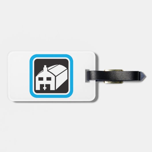 病院納屋アイコンのミニマリスト医療施設 ラゲッジタグ (裏面横)