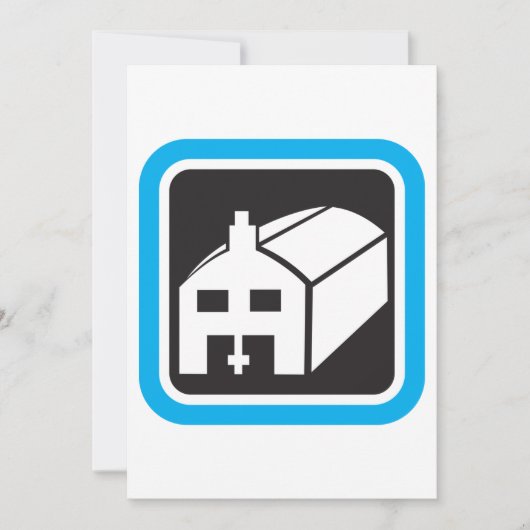 病院納屋アイコンのミニマリスト医療施設 招待状 (正面)