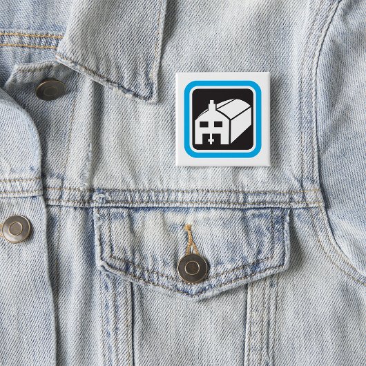 病院納屋アイコンのミニマリスト医療施設 缶バッジ