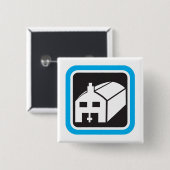 病院納屋アイコンのミニマリスト医療施設 缶バッジ (正面&裏面)