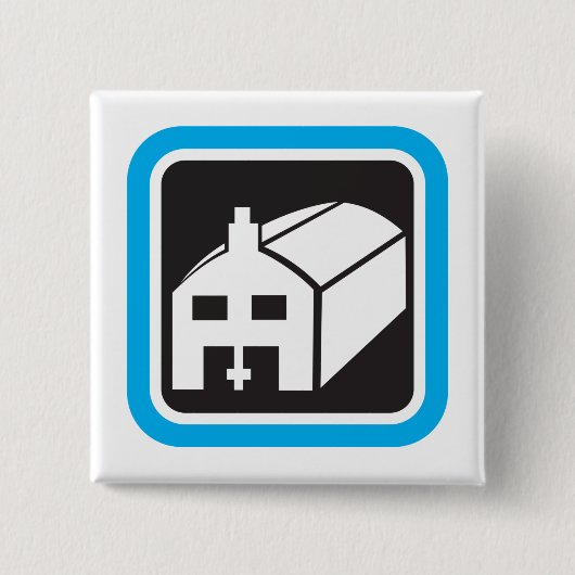 病院納屋アイコンのミニマリスト医療施設 缶バッジ (正面)