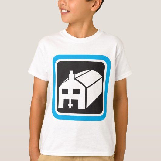 病院納屋アイコンのミニマリスト医療施設 Tシャツ (正面)