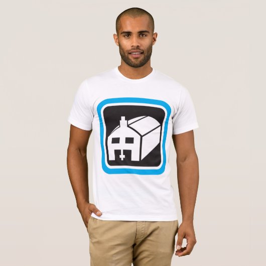 病院納屋アイコンのミニマリスト医療施設 Tシャツ (正面フル)