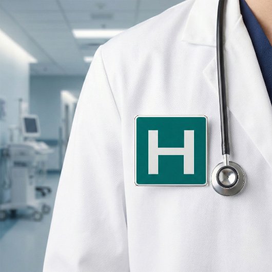病院道路標識救急医療施設 缶バッジ