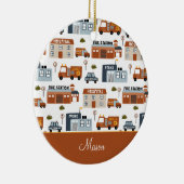 病院、火災、警察の街のパターン子供のクリスマス セラミックオーナメント (右)