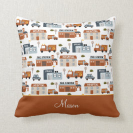 病院、火災、警察の都市のパター子供へン クッション