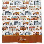 病院、火災、警察の都市のパター子供へン シャワーカーテン (正面)