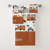 病院、火災、警察の都市のパター子供へン バスタオルセット (インサイチュ)