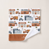 病院、火災、警察の都市のパター子供へン バスタオルセット (ウォッシュタオル)