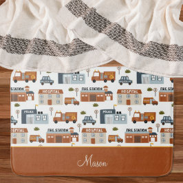 病院、火災、警察の都市のパター子供へン バスマット