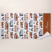 病院、火災、警察の都市のパター子供へン ビーチタオル (正面)