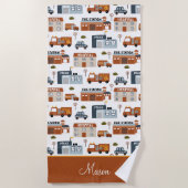 病院、火災、警察の都市のパター子供へン ビーチタオル (正面)