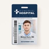 病院IDバッジ（写真とバーコード付き） バッジ (正面)