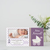 病院IDラベルベビー誕生のお知らせ：紫 案内状 (スタンド正面)