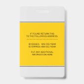 病院RN従業員イエロー写真テンプレート バッジ (Back)