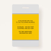 病院RN従業員イエロー写真テンプレート バッジ (裏面)