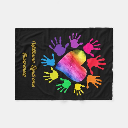 症候群認識度ハンズウィリアムズ症候群ギフト フリースブランケット (正面(横))