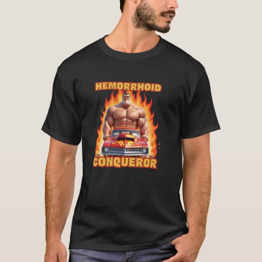 痔核コンクエラーおもしろいミーム Tシャツ (正面)
