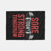 痛い今日の強い明日のボディビルジム フリースブランケット (正面(横))