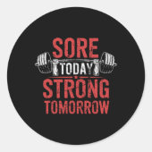 痛い今日の強い明日のボディビルジム ラウンドシール (正面)