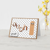 「痛い」悲しいバンドエイドは良いカード カード (黄色い花)