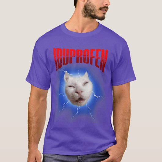 痛そうな猫の面白いイラスト イブプロフェン Tシャツ (正面)