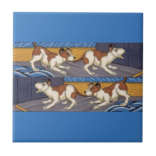 痛っ！犬が犬をかむ タイル (正面)
