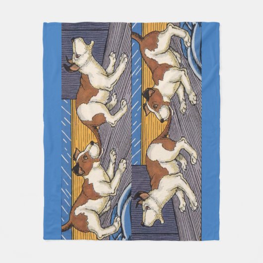 痛っ!犬が犬をかむ フリースブランケット (正面)