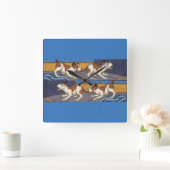 痛っ!犬にかまれる スクエア壁時計 (ホーム)