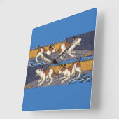 痛っ!犬にかまれる スクエア壁時計 (傾斜)