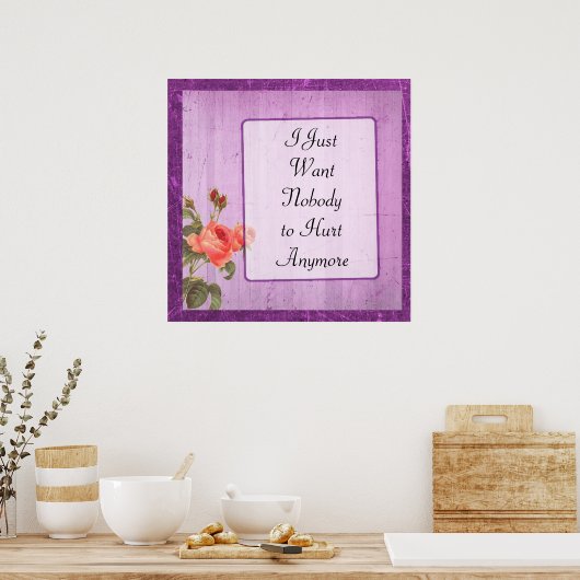 痛みかわいらしに関す感動的る紫のポスター ポスター (キッチン)