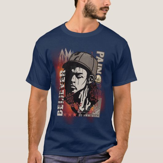 痛みが信者を生む モチベーション グランジデザイン Tシャツ (正面)