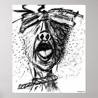 痛みと欲求不満 – Pencil Sketch ポスター