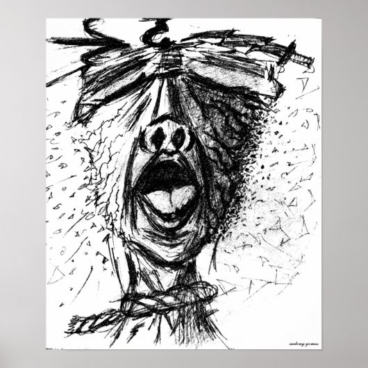 痛みと欲求不満 – Pencil Sketch ポスター (正面)