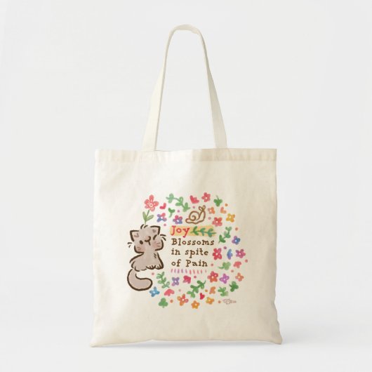 痛みの中でも喜びは花開く - 小石子猫 トートバッグ (正面)