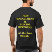 痛みの管理は自殺予防です Tシャツ (裏面)