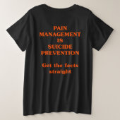 痛みの管理は自殺防止につながる プラスサイズTシャツ (デザイン裏面)