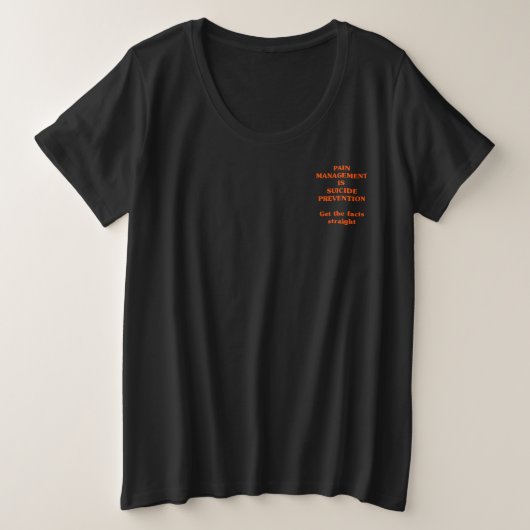痛みの管理は自殺防止につながる プラスサイズTシャツ (デザイン正面)