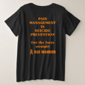 痛みの管理は自殺防止/RSD戦士 プラスサイズTシャツ (デザイン裏面)