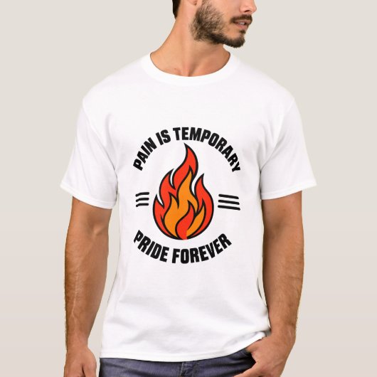 痛みは一時的 誇りは永遠 ジム 引用 Tシャツ (正面)