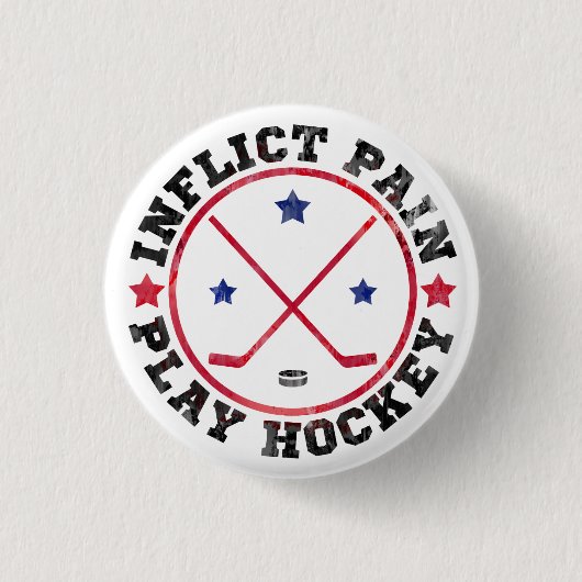 痛みを与え遊るホッケーボタン 缶バッジ (正面)
