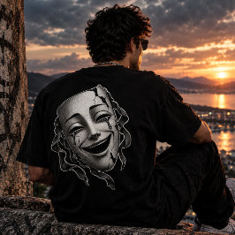 痛みを乗り越えて笑顔になる人ばかりじゃない Theater Mask Tシャツ
