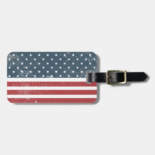 痛みを感じさせるアメリカ国旗 ラゲッジタグ (正面横)